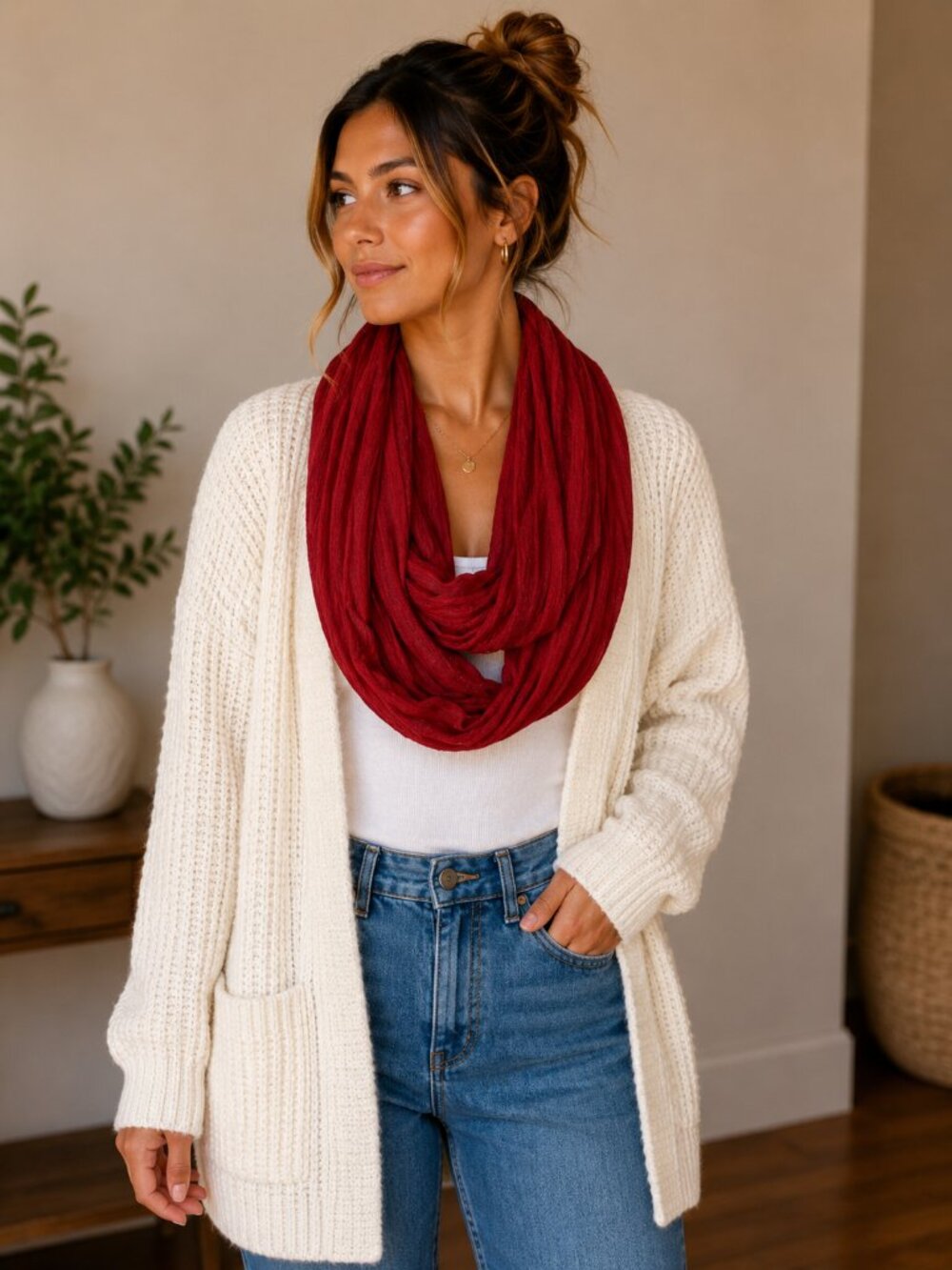 Holiday Red Infinite Scarf